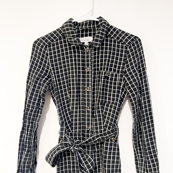 & Other Stories Plaid Windowpane Belted Button Up Lyocell Jumpsuit size 2 - Picture 3 of 6